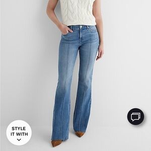 Express Medium Wash Stretch 70’s Flare Jeans
